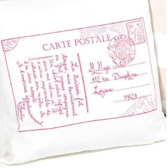 Organic Cotton RED POSTCARD PILLOW - Picture 1 of 3